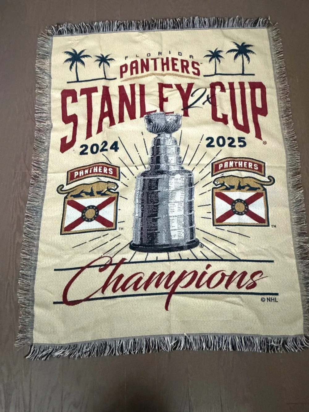 NHL Florida Panthers Stanley Cup Champions Throw Blanket with fringe